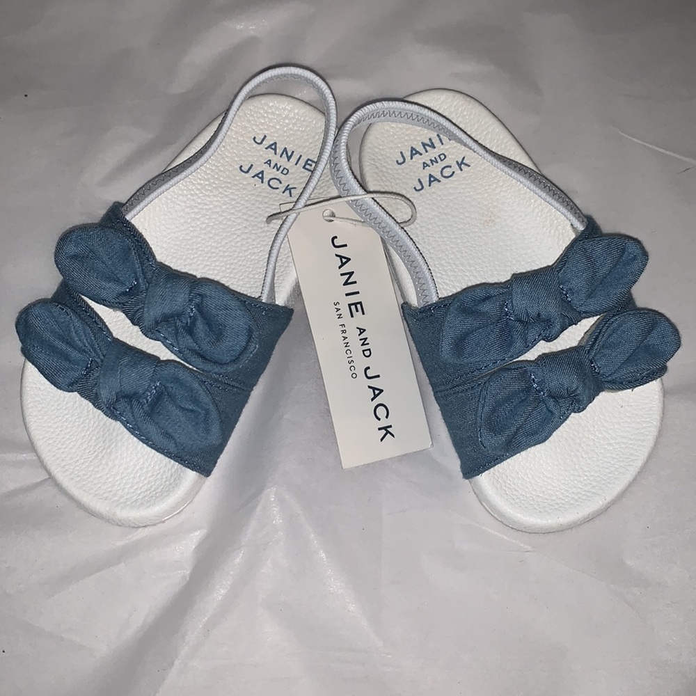Janie and Jack Chambray Bow Slides, 6 - NWT - Picture 4 of 8